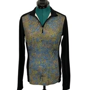 Hot‎ Chillys Womens Medium Quarter Zip Base Layer Top Black Graphic HC9938P USA